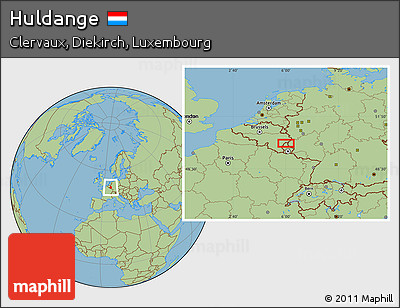 Savanna Style Location Map of Huldange