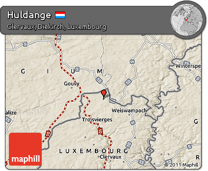Shaded Relief Map of Huldange