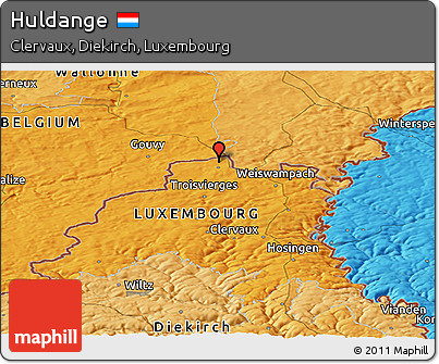 Political Panoramic Map of Huldange