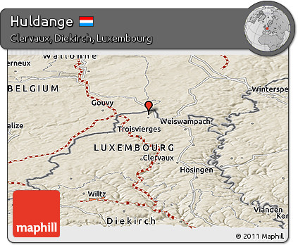 Shaded Relief Panoramic Map of Huldange