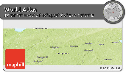 Physical Panoramic Map of the Area around 50° 7' 47" N, 70° 37' 30" E