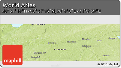 Physical Panoramic Map of the Area around 50° 7' 47" N, 70° 37' 30" E