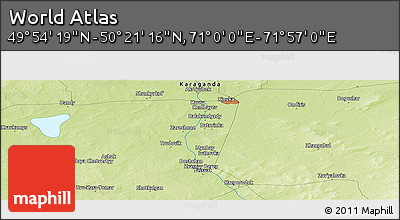 Physical Panoramic Map of the Area around 50° 7' 47" N, 71° 28' 29" E