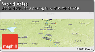 Physical Panoramic Map of the Area around 50° 7' 47" N, 71° 28' 29" E
