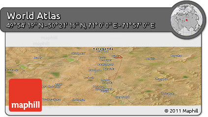 Satellite Panoramic Map of the Area around 50° 7' 47" N, 71° 28' 29" E