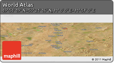 Satellite Panoramic Map of the Area around 50° 7' 47" N, 71° 28' 29" E