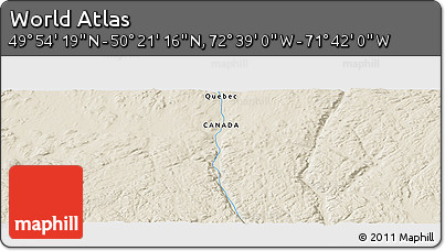 Shaded Relief Panoramic Map of the Area around 50° 7' 47" N, 72° 10' 30" W
