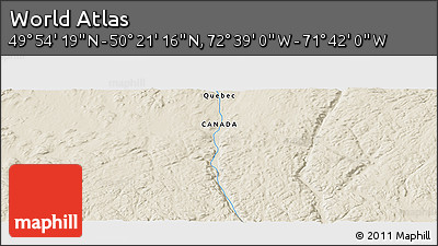 Shaded Relief Panoramic Map of the Area around 50° 7' 47" N, 72° 10' 30" W