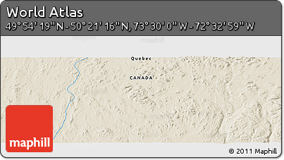 Shaded Relief Panoramic Map of the Area around 50° 7' 47" N, 73° 1' 30" W