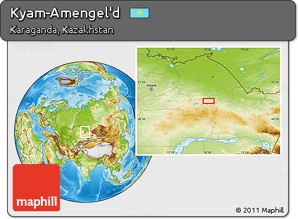 Physical Location Map of Kyam-Amengel'd