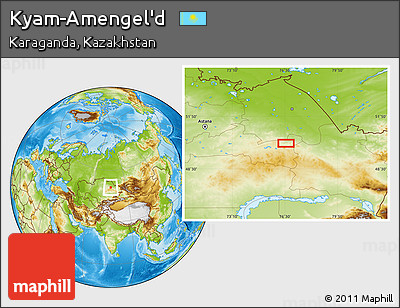 Physical Location Map of Kyam-Amengel'd