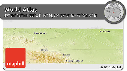 Physical Panoramic Map of the Area around 50° 7' 47" N, 77° 25' 30" E