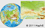 Physical Location Map of the area around 50° 7' 47" N, 78° 16' 30" E