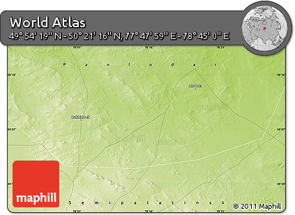 Physical Map of the Area around 50° 7' 47" N, 78° 16' 30" E