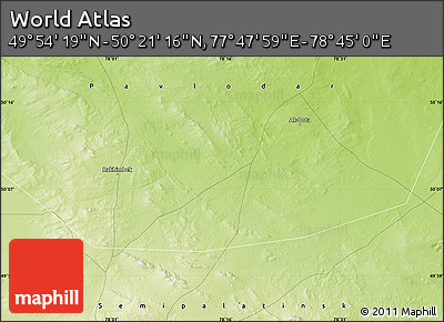 Physical Map of the Area around 50° 7' 47" N, 78° 16' 30" E