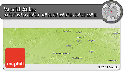 Physical Panoramic Map of the Area around 50° 7' 47" N, 79° 7' 30" E