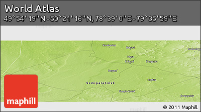 Physical Panoramic Map of the Area around 50° 7' 47" N, 79° 7' 30" E