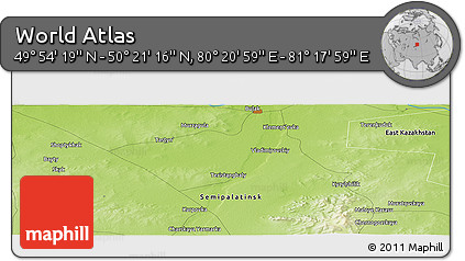 Physical Panoramic Map of the Area around 50° 7' 47" N, 80° 49' 29" E