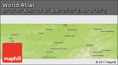 Physical Panoramic Map of the Area around 50° 7' 47" N, 80° 49' 29" E