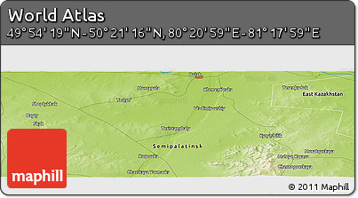 Physical Panoramic Map of the Area around 50° 7' 47" N, 80° 49' 29" E