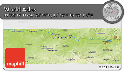 Physical Panoramic Map of the Area around 50° 7' 47" N, 81° 40' 30" E
