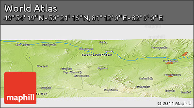 Physical Panoramic Map of the Area around 50° 7' 47" N, 81° 40' 30" E