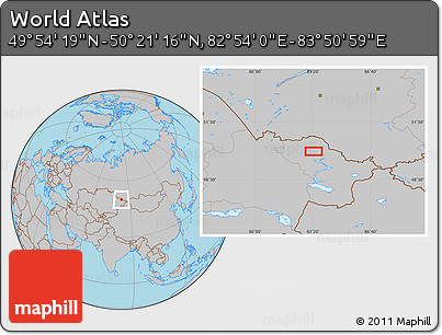 Gray Location Map of the Area around 50° 7' 47" N, 83° 22' 30" E