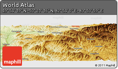 Physical Panoramic Map of the Area around 50° 7' 47" N, 83° 22' 30" E