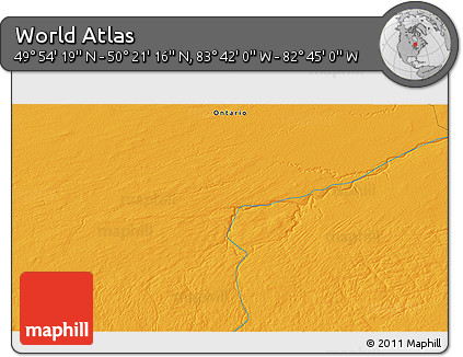 Political 3D Map of the Area around 50° 7' 47" N, 83° 13' 29" W