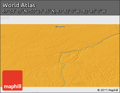 Political 3D Map of the Area around 50° 7' 47" N, 83° 13' 29" W