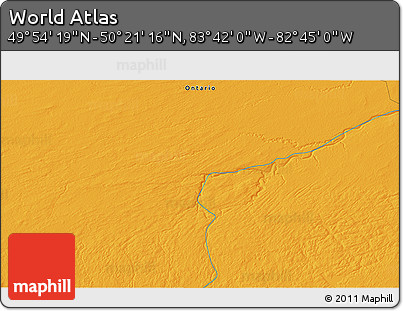 Political 3D Map of the Area around 50° 7' 47" N, 83° 13' 29" W