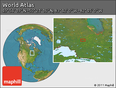 Satellite Location Map of the Area around 50° 7' 47" N, 83° 13' 29" W
