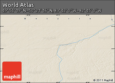 Shaded Relief Map of the Area around 50° 7' 47" N, 83° 13' 29" W