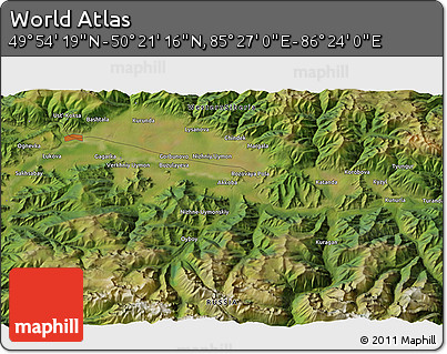 Satellite 3D Map of the Area around 50° 7' 47" N, 85° 55' 30" E