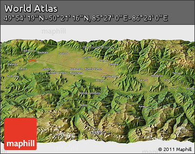 Satellite 3D Map of the Area around 50° 7' 47" N, 85° 55' 30" E