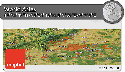 Satellite Panoramic Map of the Area around 50° 7' 47" N, 8° 34' 29" E