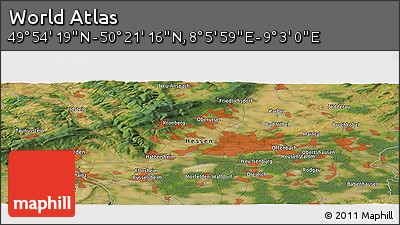 Satellite Panoramic Map of the Area around 50° 7' 47" N, 8° 34' 29" E
