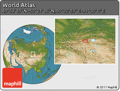 Satellite Location Map of the Area around 50° 7' 47" N, 91° 1' 30" E