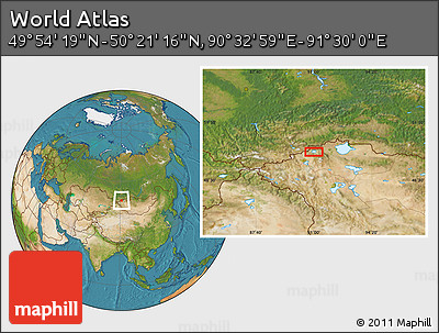 Satellite Location Map of the Area around 50° 7' 47" N, 91° 1' 30" E