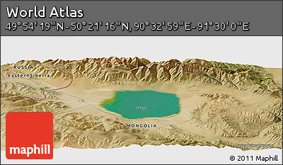 Satellite Panoramic Map of the Area around 50° 7' 47" N, 91° 1' 30" E