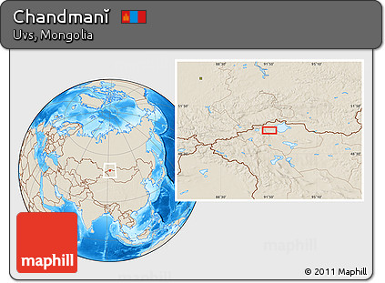 Shaded Relief Location Map of Chandmanĭ