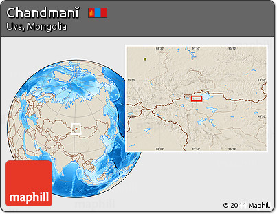 Shaded Relief Location Map of Chandmanĭ