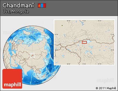 Shaded Relief Location Map of Chandmanĭ
