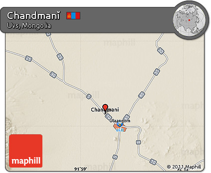 Shaded Relief Map of Chandmanĭ