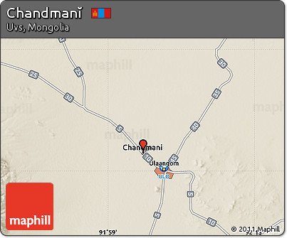 Shaded Relief Map of Chandmanĭ