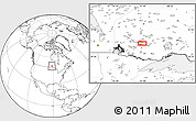 Blank Location Map of the area around 50° 7' 47" N, 91° 43' 29" W