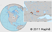 Gray Location Map of the area around 50° 7' 47" N, 91° 43' 29" W