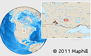 Shaded Relief Location Map of the area around 50° 7' 47" N, 91° 43' 29" W