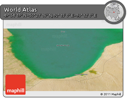 Satellite 3D Map of the Area around 50° 7' 47" N, 92° 43' 29" E