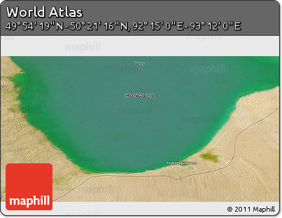 Satellite 3D Map of the Area around 50° 7' 47" N, 92° 43' 29" E